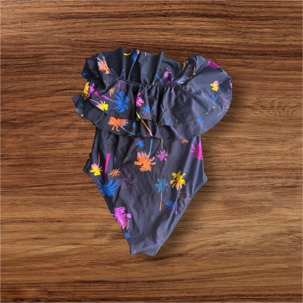 Infamous Swim Colorful Floral Swimsuit palm trees stamped size XL - Picture 3 of 16